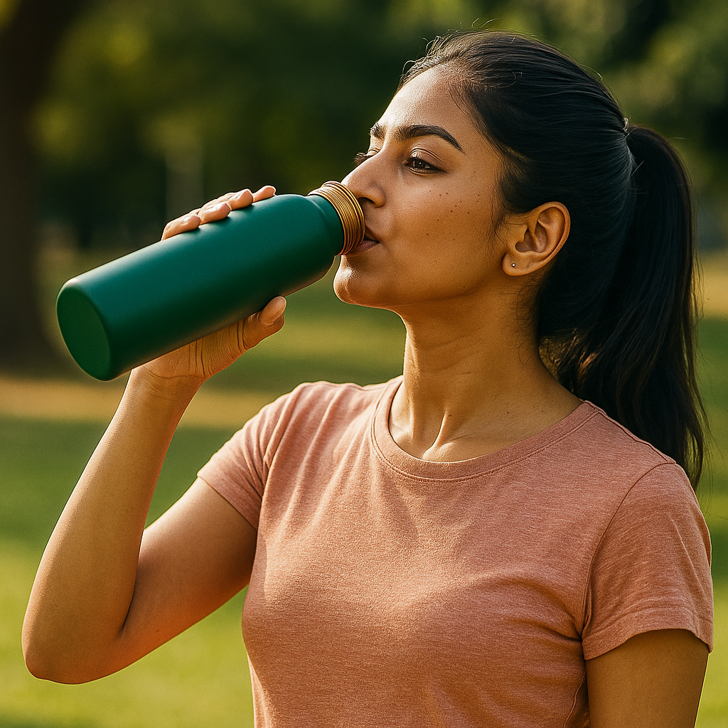 Pure Copper Bottle with Anti-oxidant properties | Matte Forest Green variant